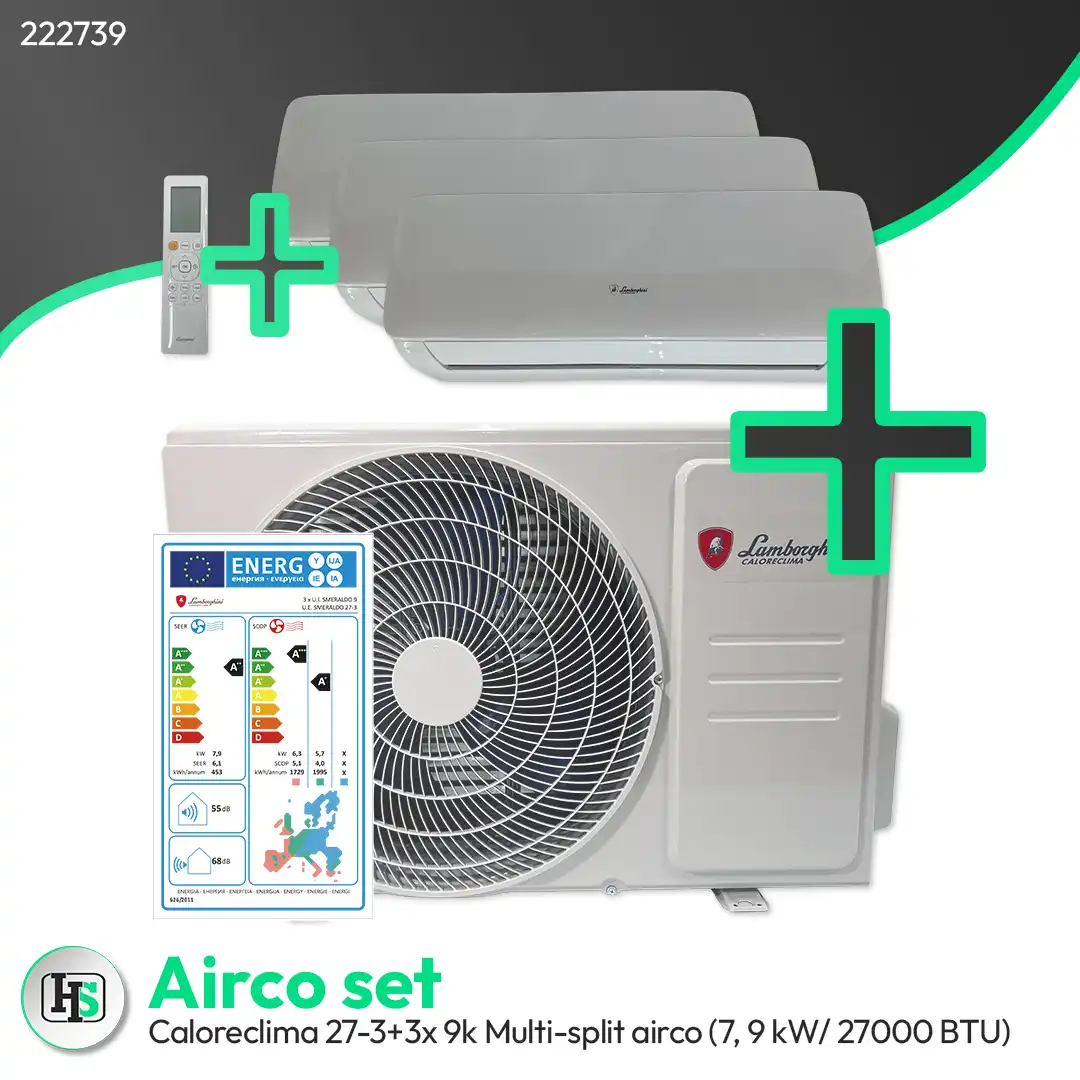 Lamborghini Smeraldo 27-3 + 2x 12K - Multi-split airco combinatie (7,9 kW / 27000 BTU)