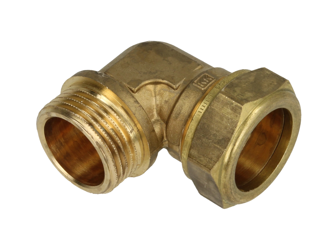 OEG 802016218 - Messing knelkoppeling hoek 90° (28 mm x G 1
