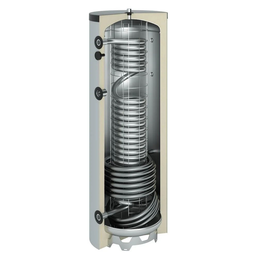 Complete zonneboilerset - 1x 30HP + Buffervat met tapwaterspiraal en 1 warmtewisselaar (200L)